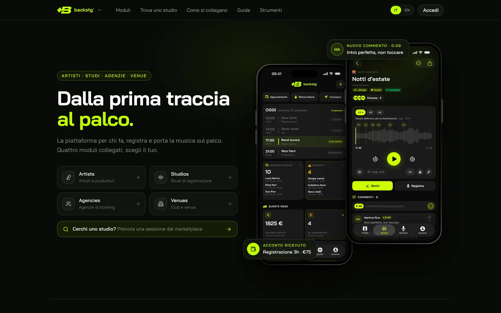 La home di backstg.io